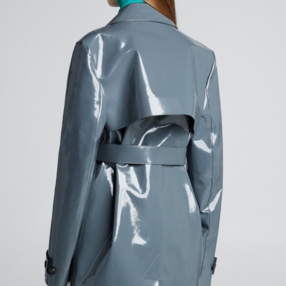 NEW BOTTEGA VENETA High Waisted Shine Triangle Leather Gray Trench Belt Sz Small - Picture 5 of 16